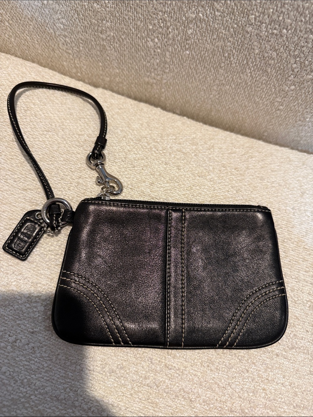 COACH Black Leather Wristlet Clutch - Women's Bag